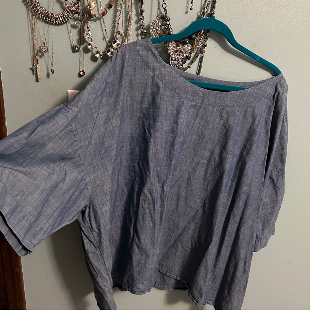 ❤️ PURE JILL Chambray Blue Cotton Top